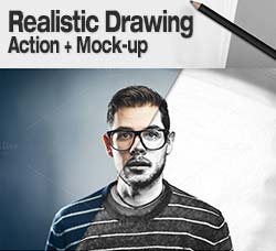 PS动作－写实素描：Realistic Drawing Action + Mock-up